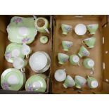 Foley China Gegonia V1773 pattered teaware to include cups, saucers, sugar bowls, cake plates,