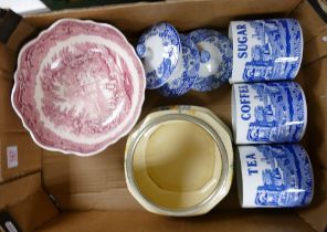 A Mixed Collection of Ceramics to include Spode Italian Tea, Coffee and Sugar Jars, Coronet Ware