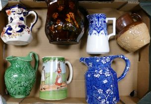 A collection of jugs to include Masons Mandalay, Wedgwood, Royal Doulton, etc (7)