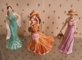 Royal Doulton Lady Figures Best Wishes HN5142, Diana HN4764 and 5th Anniversary Celebration Wood