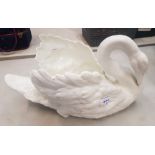 A large ceramic planter in swan form, possibly Spode, 46cm in length, with cracks and nibbles.