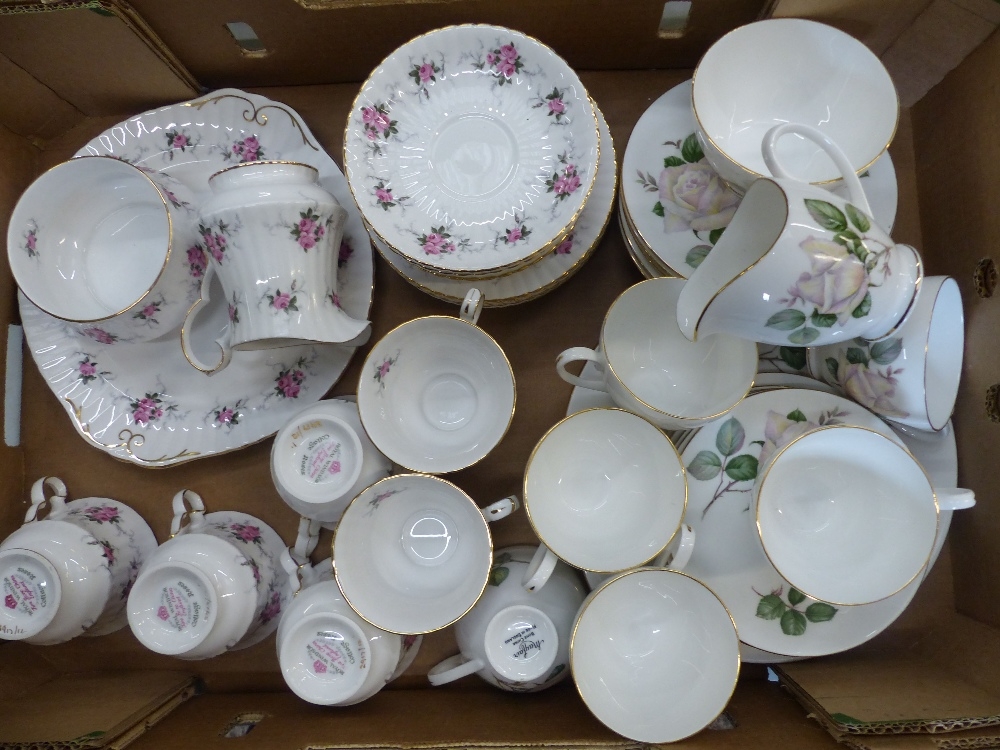 Royal Windsor cottage rose tea set together with similar Mayfair tea set (1 tray)