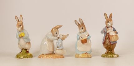 Beswick Beatrix Potter BP10b figures to include Mrs Rabbit Cooking, Peter with Postbag, Mrs Rabbit