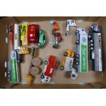A collection of Corgi , Matchbox lorries and refuse trucks together with two VW beetle cars, tankers