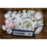 A Mixed Collection of Ceramic Items to include Wedgwood Pink Coffee Pot, Spode Mill Jug, Cauldon