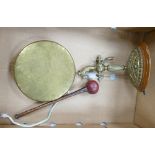 Early 20th Century Wall Mounted Brass Dinner Gong, diameter of gong 20cm