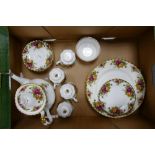 A collection of Royal Albert Old Country Rose Patterned items including 6 x dinner Plates, 4 side