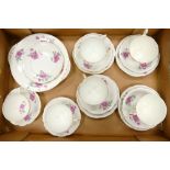 Spencer Stevenson fine bone chine rose patterned teaware to include 6 trios and a cake plate (1