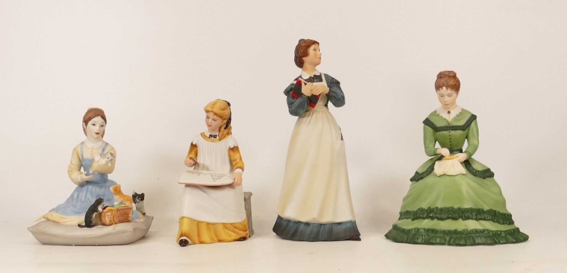 Four Franklin Porcelain Tasha Tudor Figures to include Jo, Amy, Meg & Beth from The Little Women