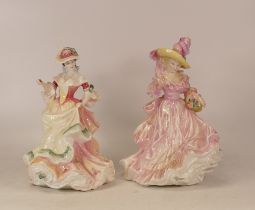Royal Doulton FLowers of Love lady figures Rose HN3709 and Camellias HN3701 (2)