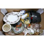 A mixed collection of items to include Royal Doulton Moreton Series ware bowl, Green Cat Binoculars,