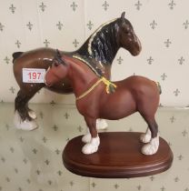 Beswick Shire Mare 818 together, unmarked Shire horse and Country Artistsn Country Legacy