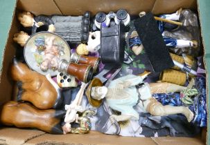 A mixed collection of items to include large modern Chinese Figures, decorative resin items, vintage