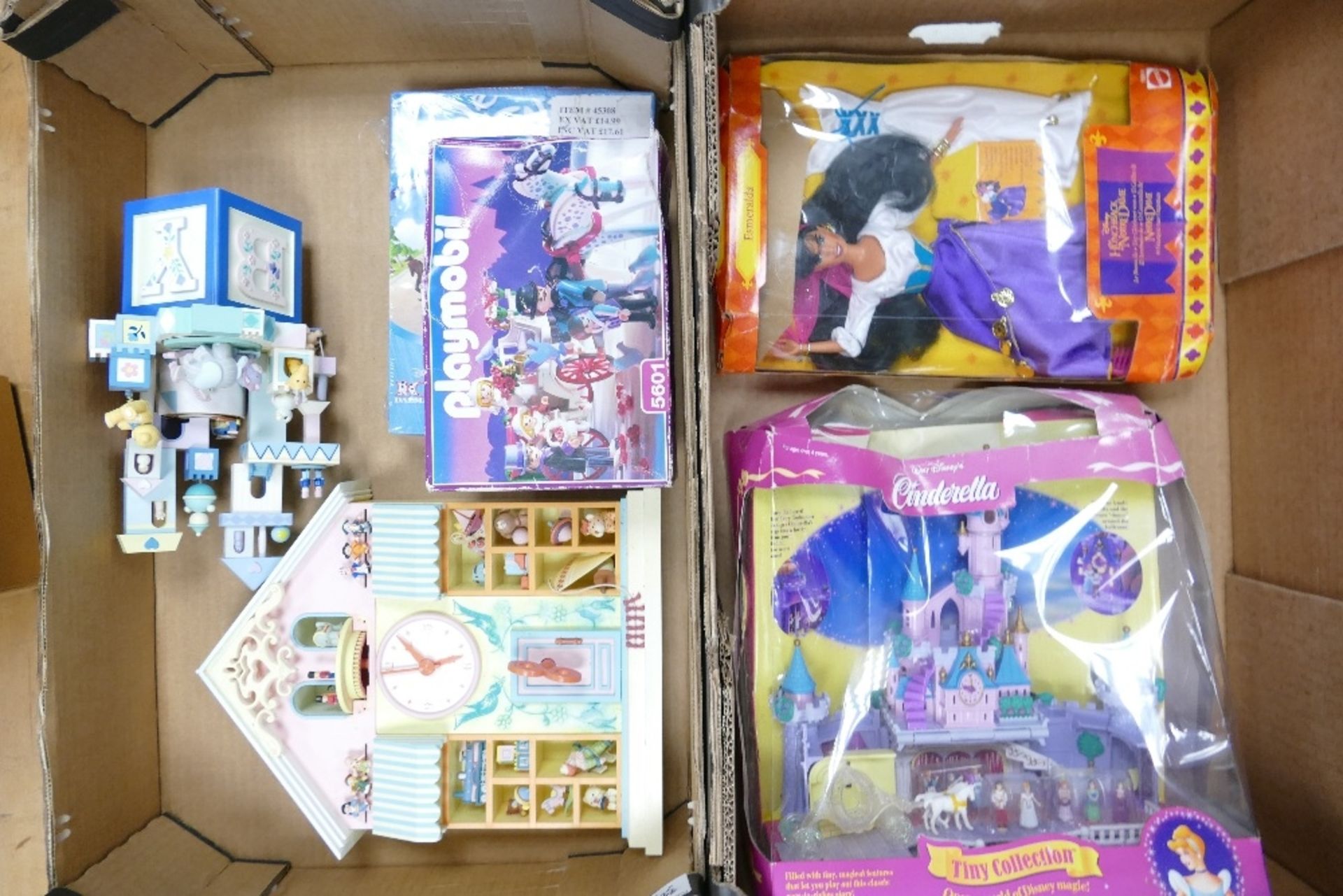 A mixed collection of items to include Bluebird branded Walt Disney Cinderella figure, Mattel