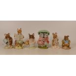 Royal Albert Beatrix Potter BP6 figures to include Goody and Tommy Tiptoes, Foxy Reading, Hunca