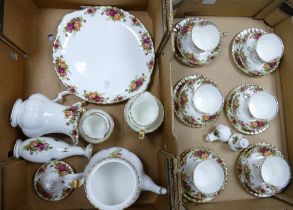 A collection of Royal Albert Old Country Rose Patterned items to include trio's teapot, 2 x milk jug