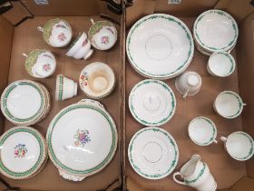 A mixed collection of tea ware items to include Paragon tea cups, Aynsley floral/green cup, saucers,