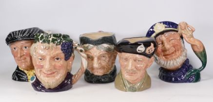 Royal Doulton large character jugs to include Monty D6202, Bacchus D6499, Granny D5521, Old Salt