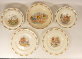 Five Royal Doultonunnykins Ceramic Plates and Bowls (5)