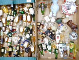 A large collection of Miniature spirits & liqueurs, mostly sealed (2 trays)