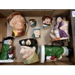 A collection of character and Toby jugs to include Royal Doulton 'arry' & Monty large character