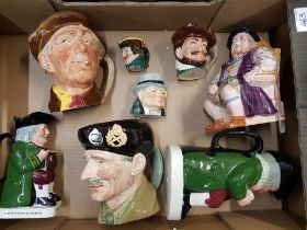 A collection of character and Toby jugs to include Royal Doulton 'arry' & Monty large character