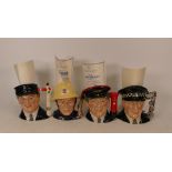Royal Doulton small limited edition character jugs The Postman D6801, The Fireman D6839, Engine