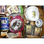 A mixed collection of items to include Mid Century Beefeater then plates, repro framed pictures,