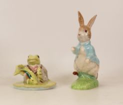 Beswick Beatrix potter figures to include Mr Jeremy Fisher and Peter Rabbit 100 years . Both