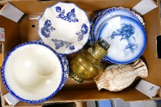 A Mixed Collection of Ceramic Items to include BLue and White Flow Blue Plates, Cavendish Pattern