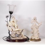 Giuseppe Armani bisque figure of a lady together with similar marked table lamp (2)