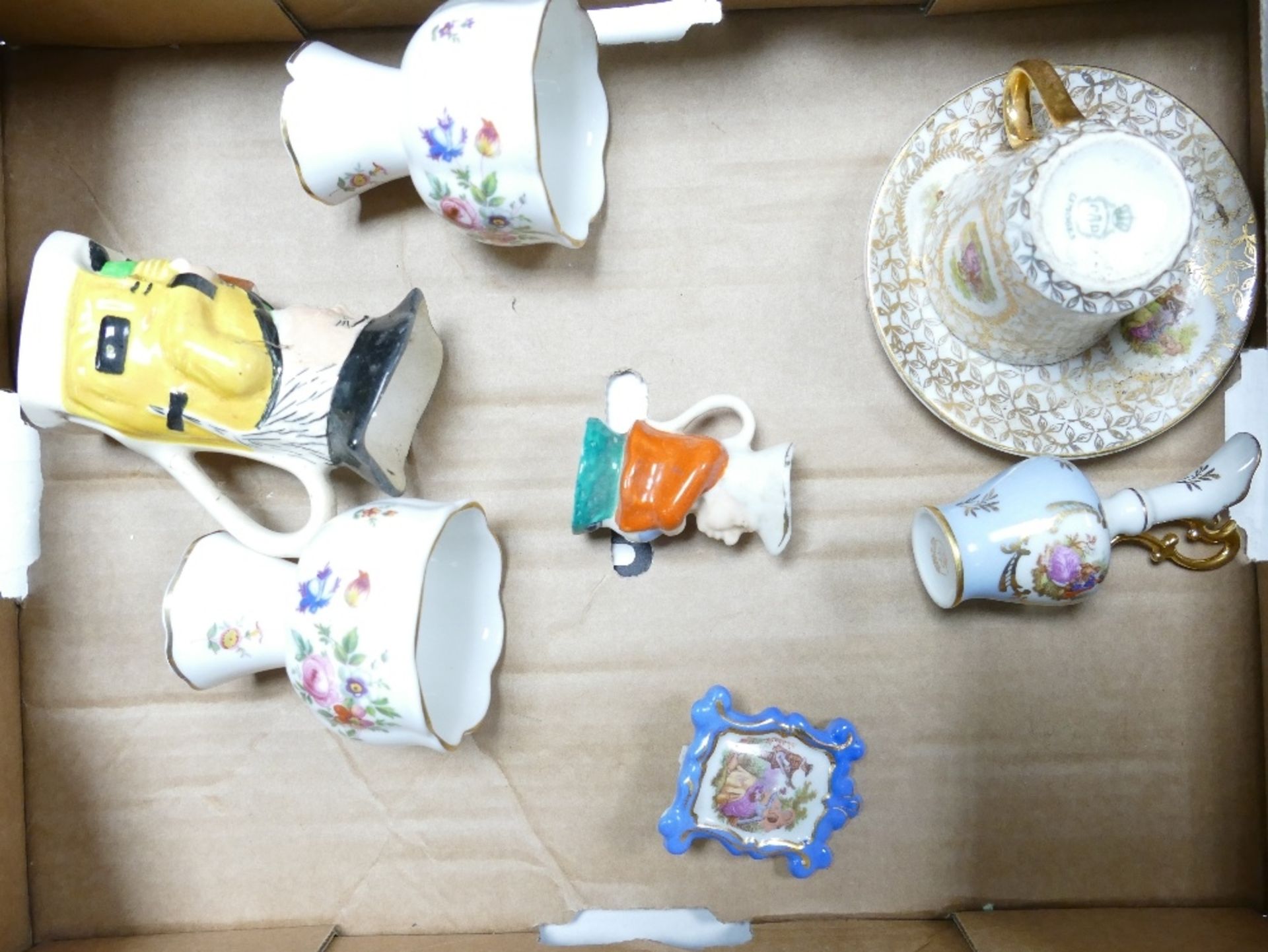 A mixed collection of ceramics to include two Minton Marlow footed small vases , Limoges cup &