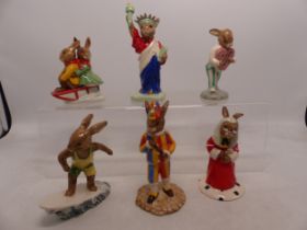 A collection of 6 Royal Doulton Bunnykins figures to include Sweetheart D174, Billie & Buntie