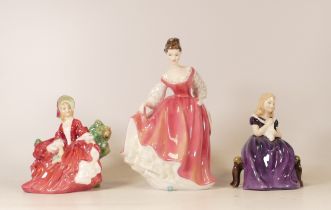 Three Royal Doulton Lady Figures to include Affection HN2236, Fair Lady (Coral Pink) HN 2835 and