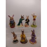 A collection of 7 Royal Doulton Bunnykins figures to include Master Bunnykins DB131, Magician DB159,