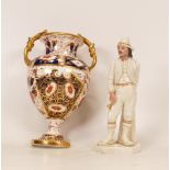 Royal Worcester figure of an Irishman (hat and base a/f) together with Royal Crown Derby twin