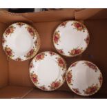 Royal Albert Old Country Roses pattern dinner ware items to include 6 salad plates, 6 rimmed soup
