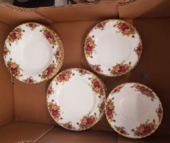 Royal Albert Old Country Roses pattern dinner ware items to include 6 salad plates, 6 rimmed soup
