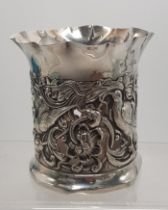 Hallmarked Sterling silver pierce work vase/vessel, London 1818, 100.3g.