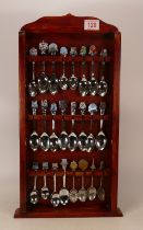 A collection of spoons from around the United Kingdom in display stand