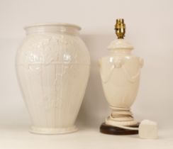 Large Wedgwood Classic Garden Vase (chip to rim) together with an unmarked Creamware style lamp