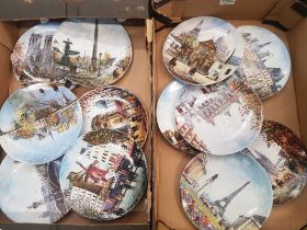 Set of 12 Limoges limited edition decorative wall plates depicting Paris landmarks (12).