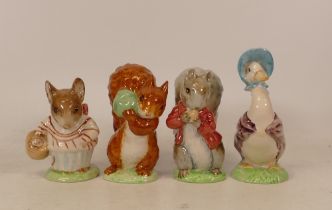 Four Beswick Beatrix Potter BP3 figures to include Jemima Puddleduck, Mrs Tittlemouse, Squirrel