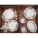 Wedgwood Hathaway Rose pattern dinnerware items to include 7 dinner plates, oval platter, gravy boat