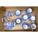 Foreign marked coffee set to include 6 cups and saucers, sugar dish, cream/milk jug and coffee