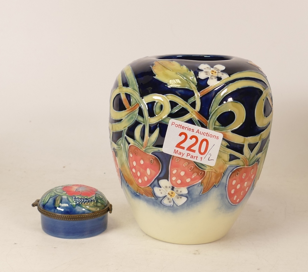 Old Tupton Ware strawberry patterned vase together with floral patterned lidded trinket box,