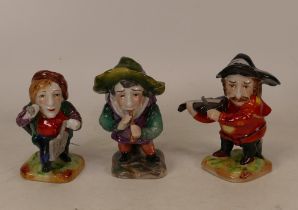 Three continental dwarf figures with bee hive mark to base