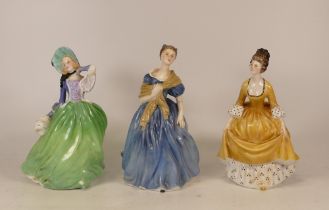 Royal Doulton Lady Figures Coralie Hn2307, Autumn Breezes Hn1939 & Adrienne Hn2304(3)