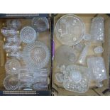 A collection of glass and crystal items to include Tutbury, Georgian Crystal Ltd etc (2 trays).