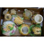 Royal Winton Beehive tea and dinnerware items to include teapot, toast rack, butter dish, water jug,